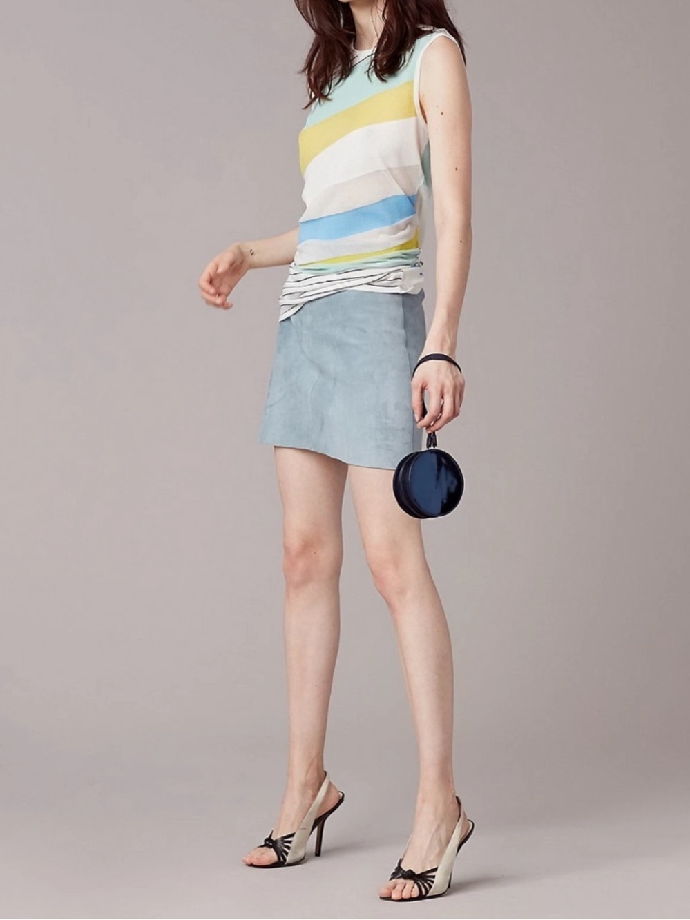 Nwot Diane von Furstenberg DVF Striped Asymmetrical Top $268 spring knit casual